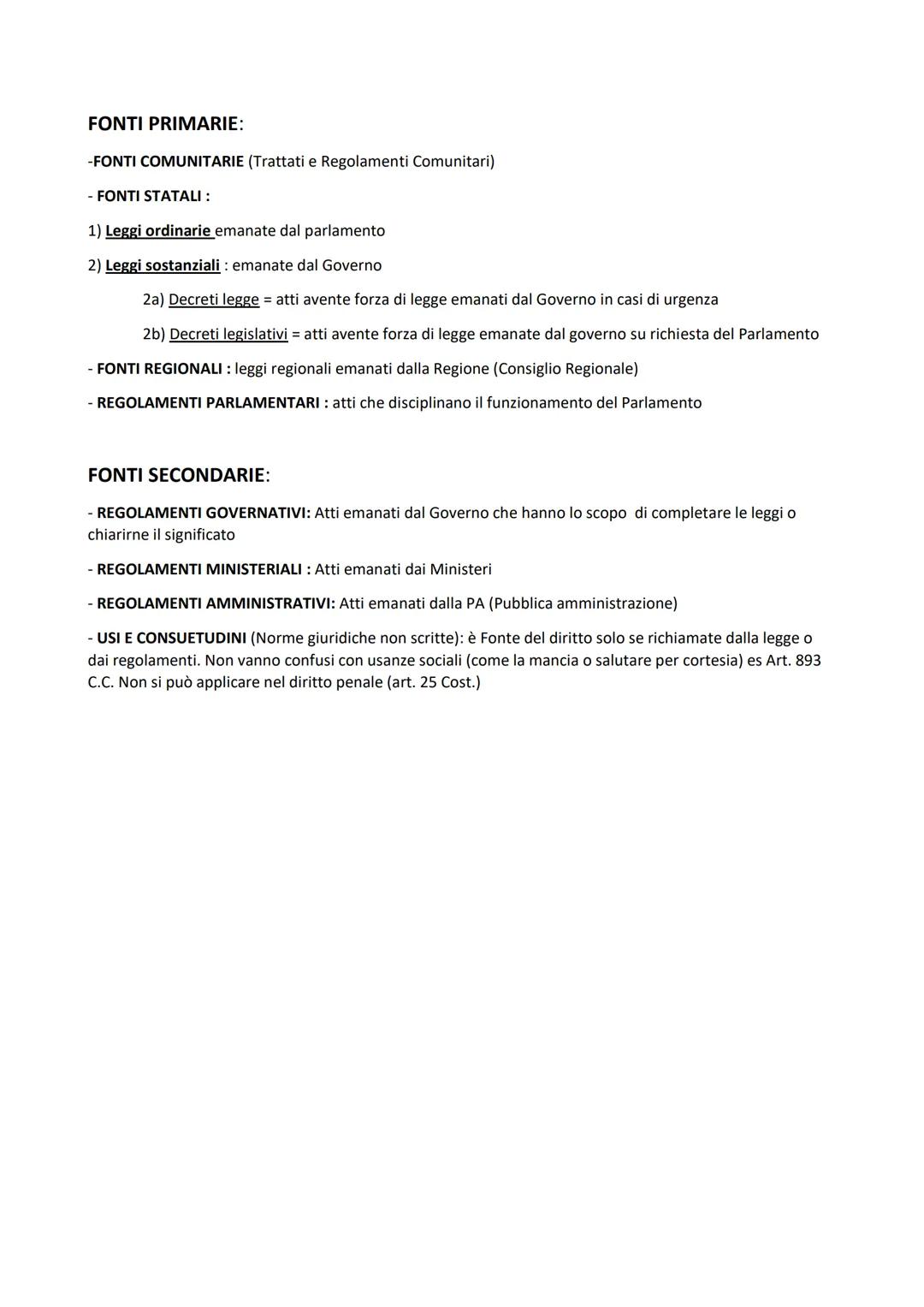 LA GERARCHIA DELLE FONTI
Le Fonti del diritto (Fonti di produzione) non sono tutte di pari grado, cioè non tutte hanno lo stesso
valore (imp