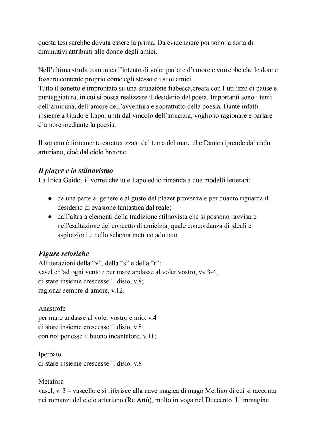Guido, i' vorrei che tu e Lapo ed io
Sonetto di 14 endecasillabi suddivisi in 2 quartine e 2 terzine. Schema a rima
incrociata (ABBA / ABBA)