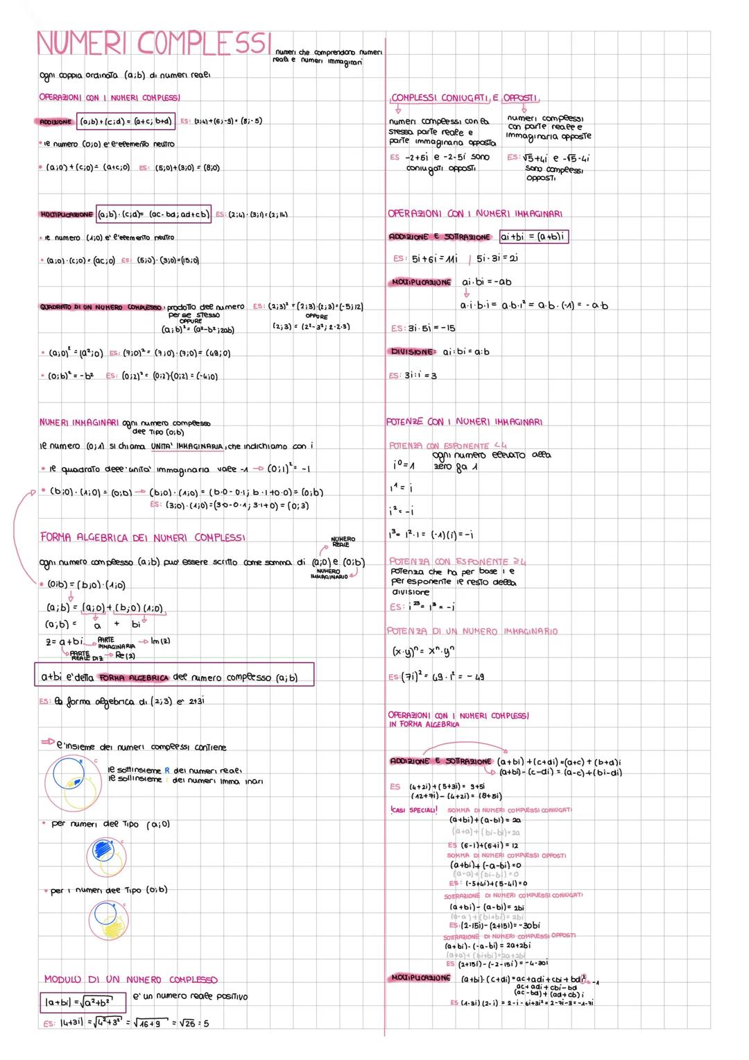 # NUMERI COMPLESSI
Ogni coppia ordinata (a;b) di numeri reali

OPERAZIONI CON I NUMERI COMPLESS!
ADDISIONE (a,b) (cid) (a+c; b+d)(3)(6-9) (8