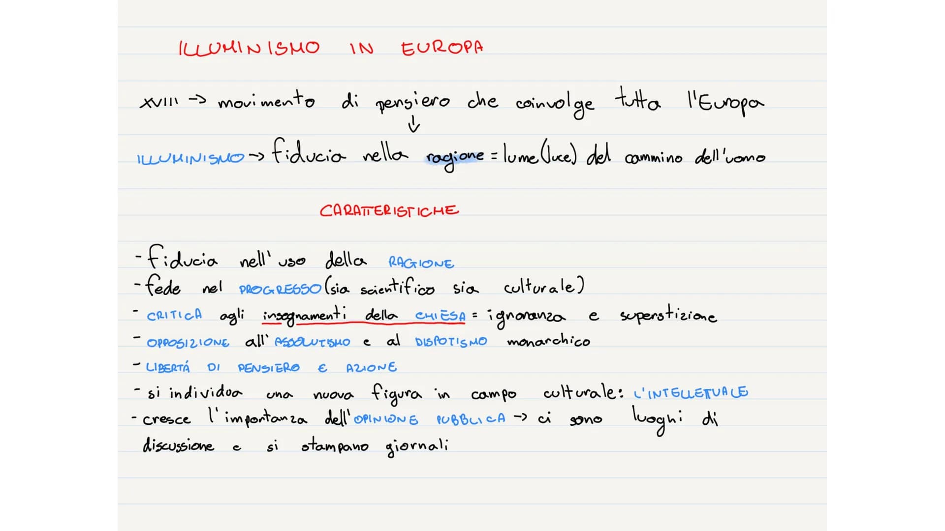 illuminismo ILLUMINISMO
XVIII
movimento
ILLUMINISMO ->
IN
EUROPA
suo fiducia nella
di pensiero che coinvolge tutta l'Europa
↓
una
ragione
CA