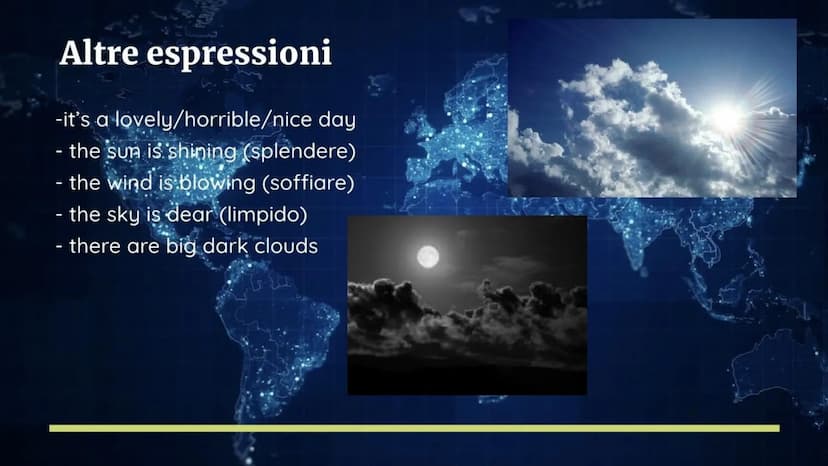 Il tempo atmosferico
in inglese
By Emma Fanetti Domanda - Risposta
Domande
What's the weather like today?
What's the temperature?
What's the