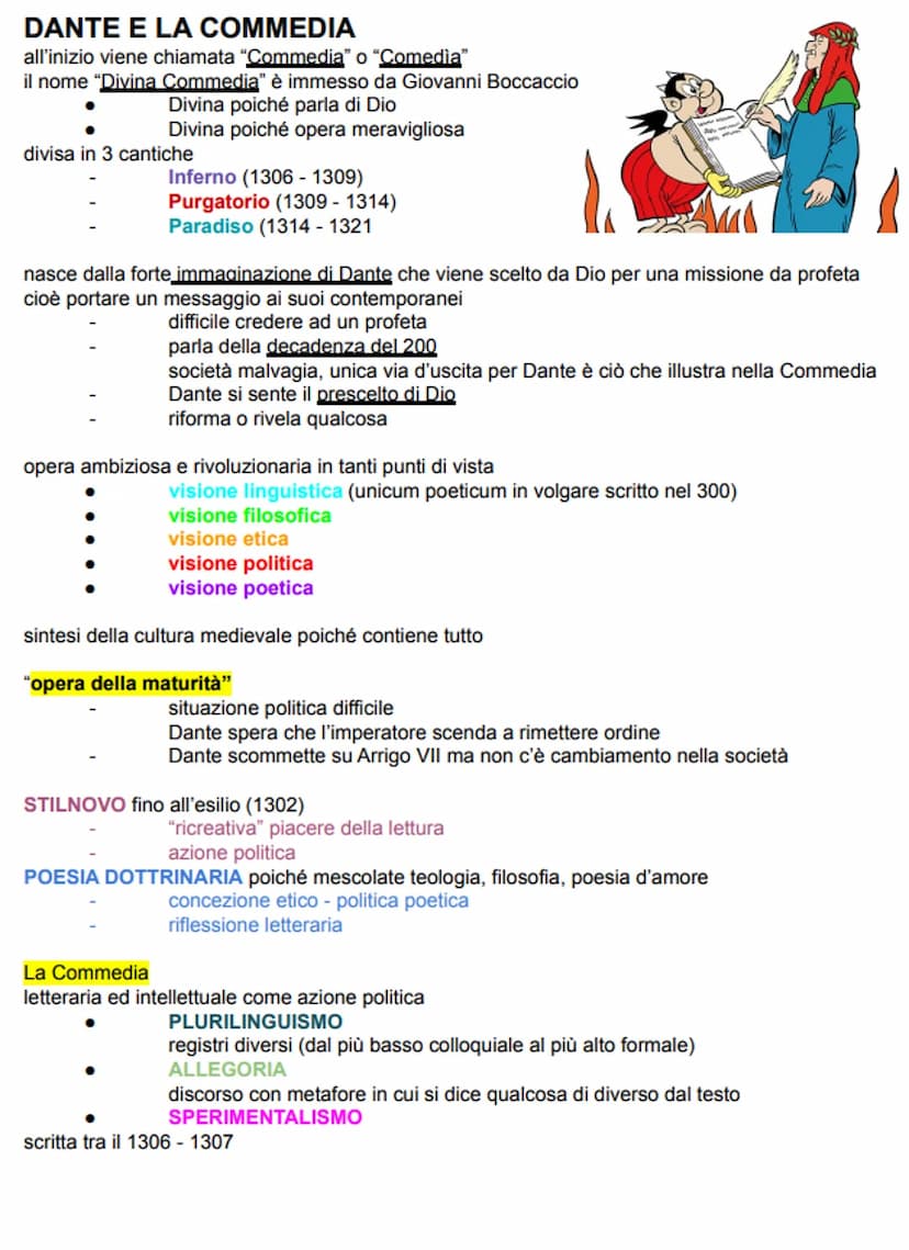 DANTE E LA COMMEDIA
all'inizio viene chiamata "Commedia" o "Comedia”
il nome "Divina Commedia" è immesso da Giovanni Boccaccio
Divina poiché