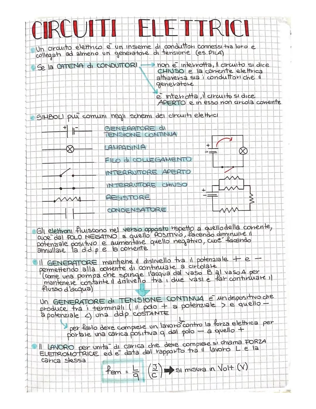 CIRCUITI ELETTRICI
Un circuito elettrico e un insieme di conduttori connessi tra loro e
collegati ad almeno un generatore di tensione (es. P