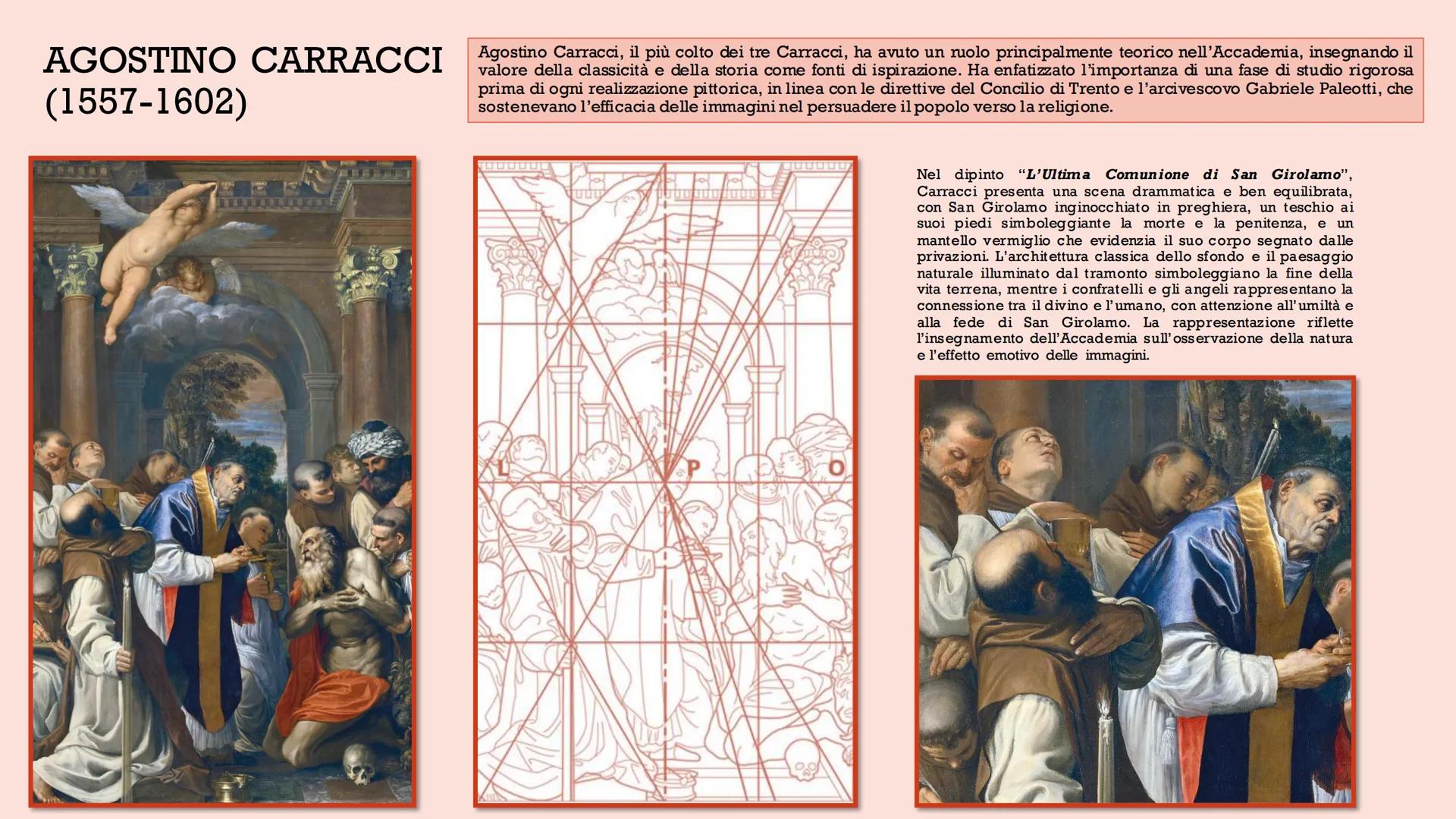 1
AGOSTINO
CARRACCI
1. Vita
2. Ultima Comunione
di San Girolamo
2
LUDOVICO
CARRACCI
1. Vita
2. Annunciazione
3
ANNIBALE
CARRACCI
1. Il diseg