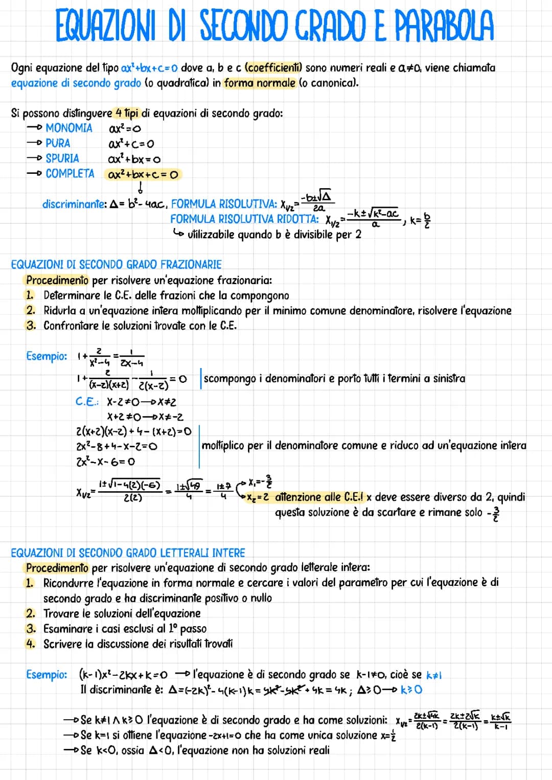 Equazioni di secondo grado e parabola
