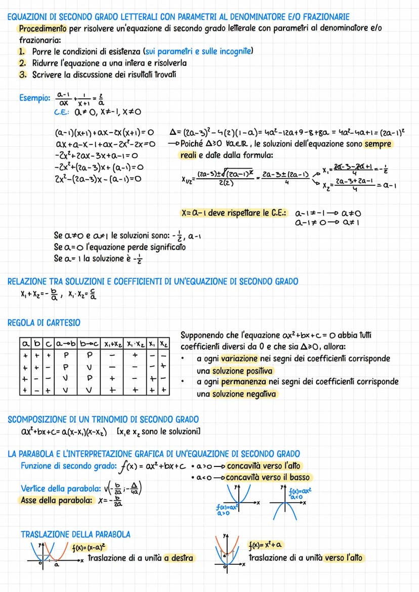 EQUAZIONI DI SECONDO GRADO E PARABOLA
Ogni equazione del tipo ax²+bx+c= 0 dove a, b e c (coefficienti) sono numeri reali e a#0, viene chiama
