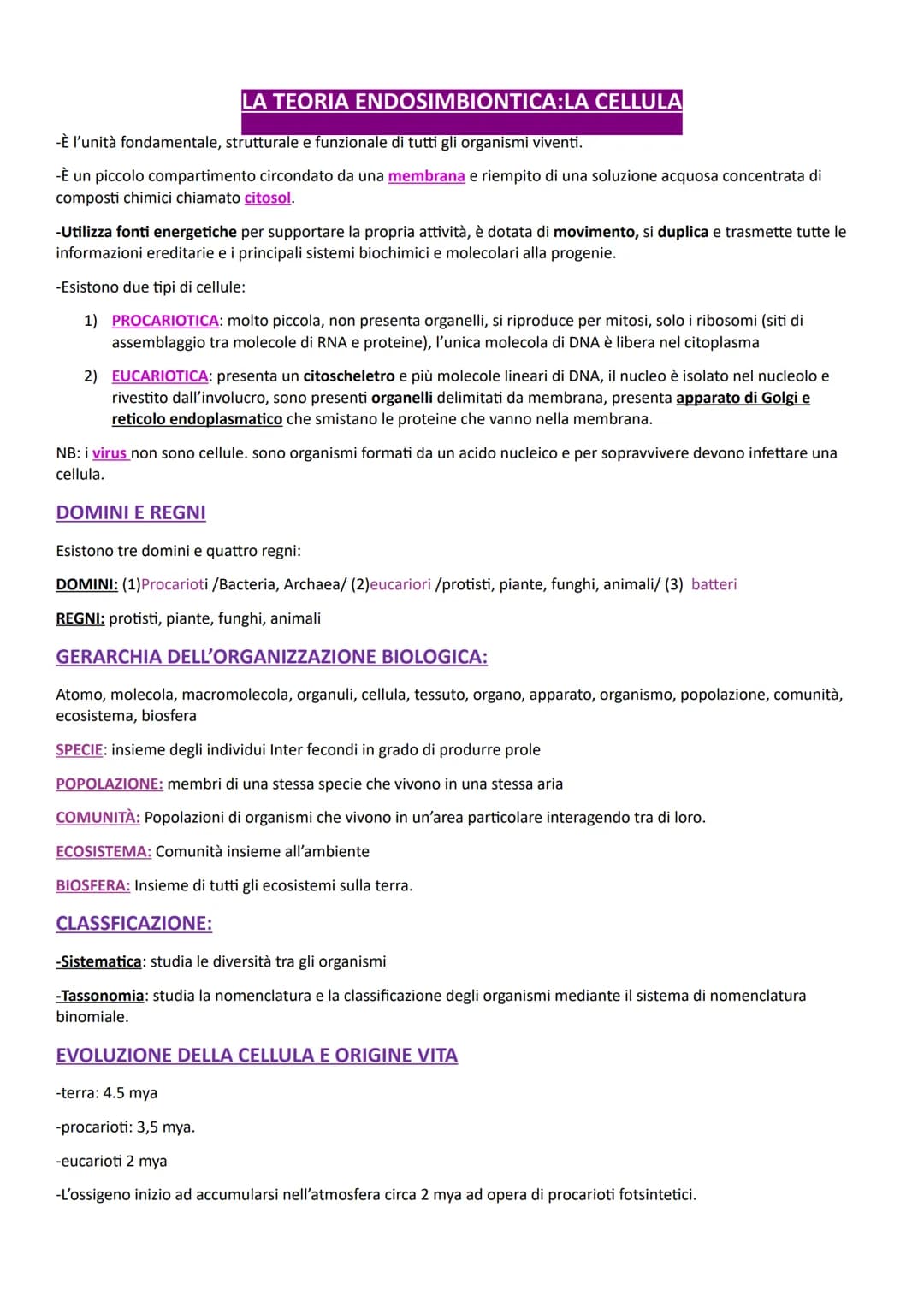 BIOLOGIA
La biologia è lo studio scientifico della vita.
Tutti gli organismi sono composti da cellule. Gli organismi regolano i propri proce