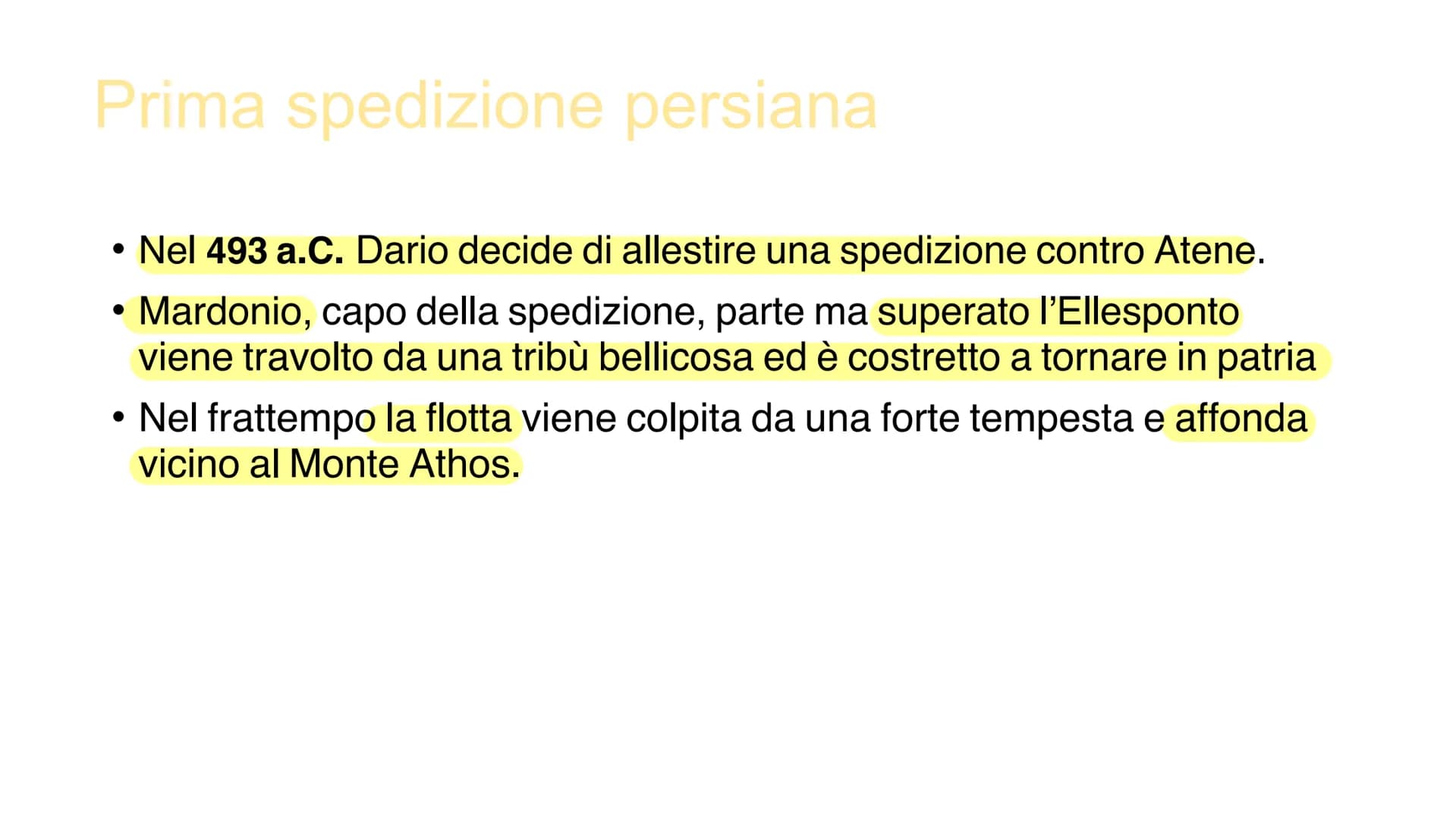 Guerre persiane
Dopo aver conquistato la Tracia e la Macedonia, Dario, parte verso la
Grecia per conquistare le città ionie Ribellione della