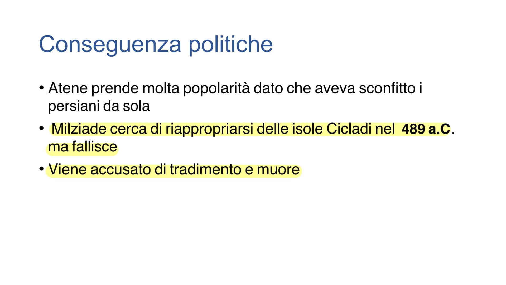Guerre persiane
Dopo aver conquistato la Tracia e la Macedonia, Dario, parte verso la
Grecia per conquistare le città ionie Ribellione della