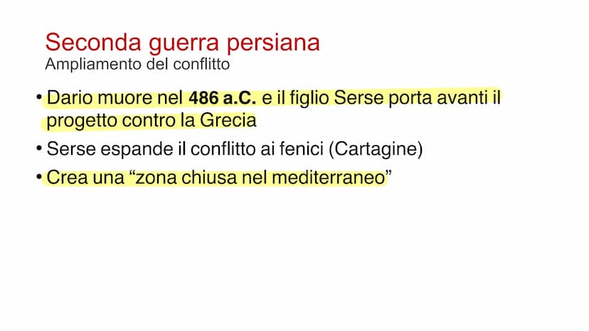 Guerre persiane
Dopo aver conquistato la Tracia e la Macedonia, Dario, parte verso la
Grecia per conquistare le città ionie Ribellione della