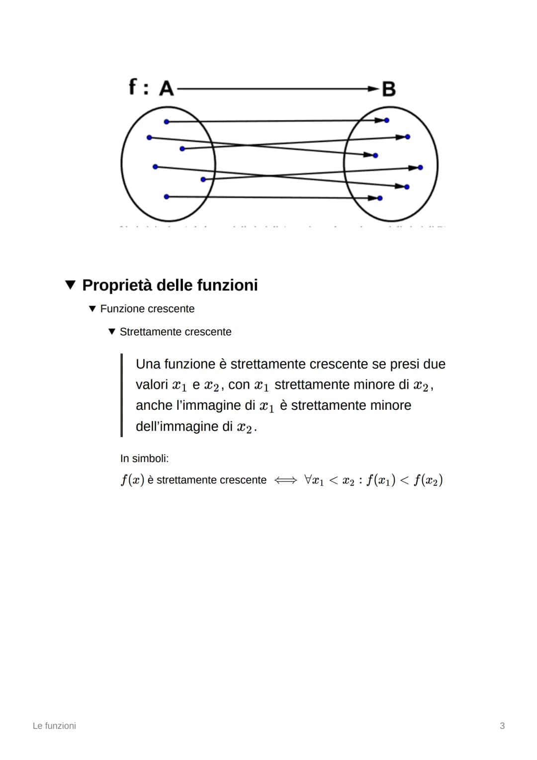 سر
Le funzioni
▼ Cos'è una funzione?
Una funzione è una relazione che associa ad ogni elemento
del dominio (A), uno ed un solo elemento del 