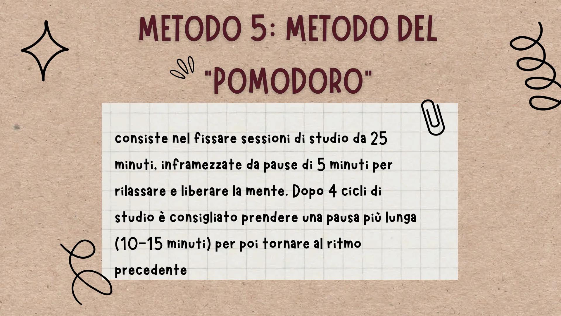 ### METODO DI
## STUDIO
trova quello più adatto a te! # PASSAGGI ESSENZIALI

prestare
attenzione

prendere
appunti a
leizone

lettura del
ma
