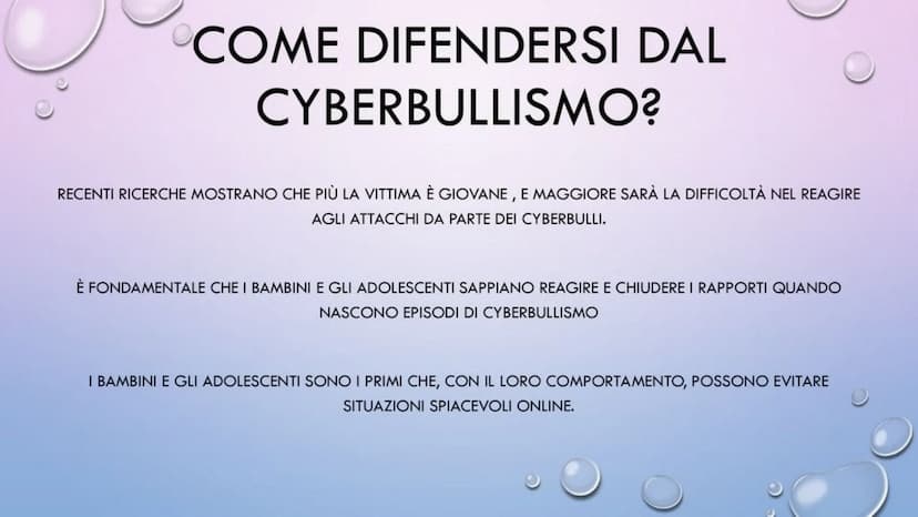 CHE COS'È IL CYBERBULLISMO?
Il cyberbullismo, o
bullismo on line, è il
termine che indica atti
di bullismo e di
molestia effettuati
tramiti 