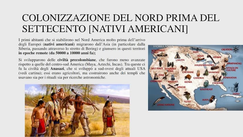 RIVOLUZIONE
AMERICANA COLONIZZAZIONE
SETTECENTO [NATIVI AMERICANI]
I primi abitanti che si stabilirono nel Nord America molto prima dell'arr