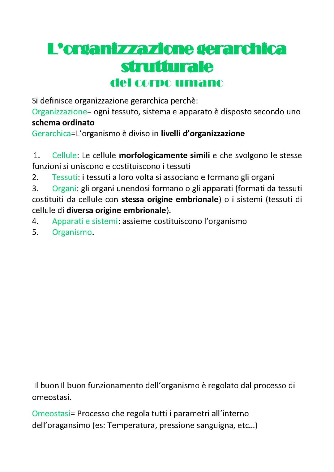 I tessuti dell'organismo + Omeostasi + Cellule somatiche