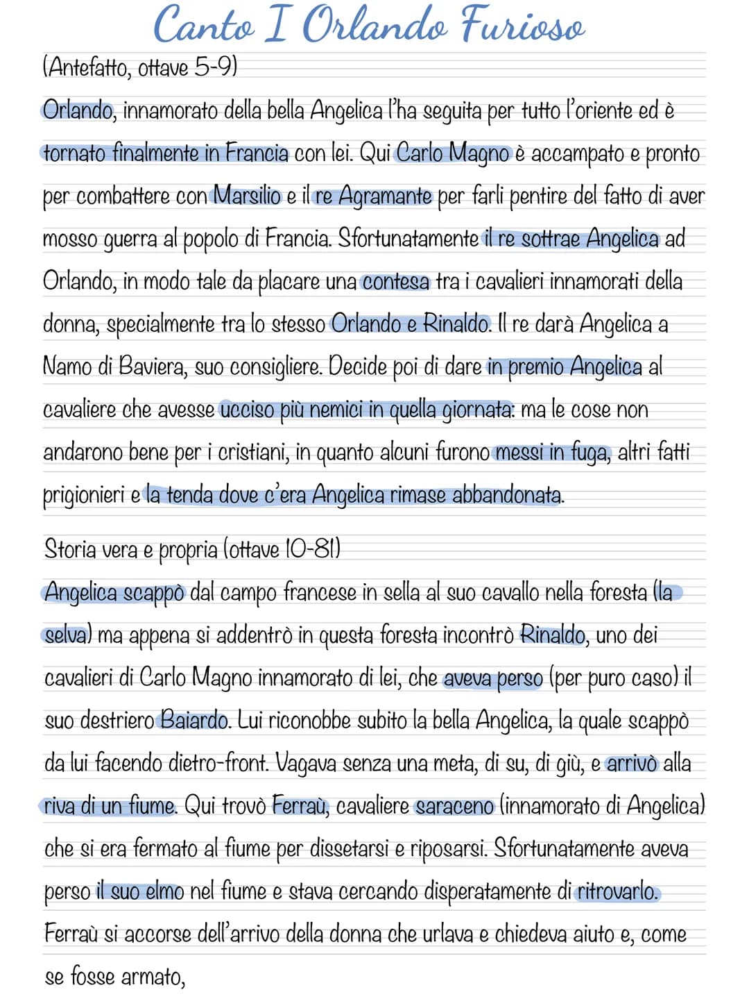 Canto I Orlando Furioso
(Antefatto, ottave 5-9)
Orlando, innamorato della bella Angelica l'ha seguita per tutto l'oriente ed è
tornato final