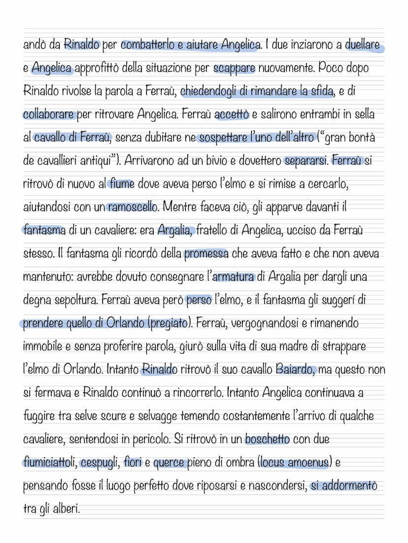 Canto I Orlando Furioso
(Antefatto, ottave 5-9)
Orlando, innamorato della bella Angelica l'ha seguita per tutto l'oriente ed è
tornato final