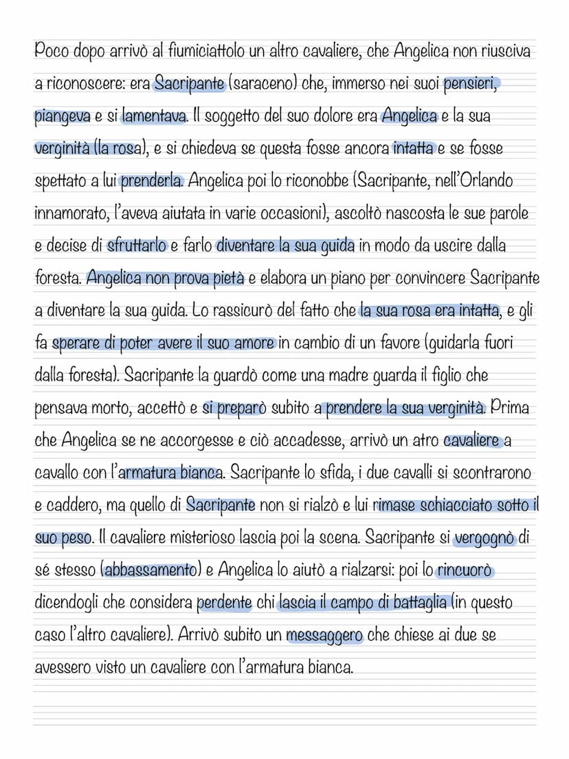 Canto I Orlando Furioso
(Antefatto, ottave 5-9)
Orlando, innamorato della bella Angelica l'ha seguita per tutto l'oriente ed è
tornato final