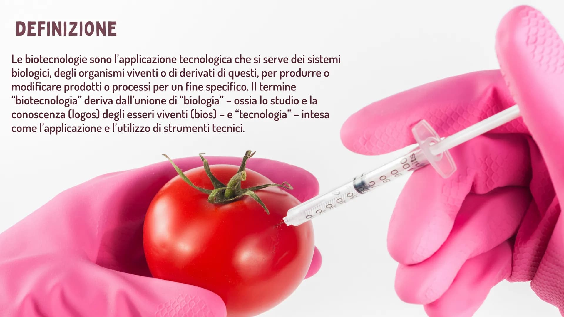 €
LE BIOTECNOLOGIE
* DEFINIZIONE
Le biotecnologie sono l'applicazione tecnologica che si serve dei sistemi
biologici, degli organismi vivent