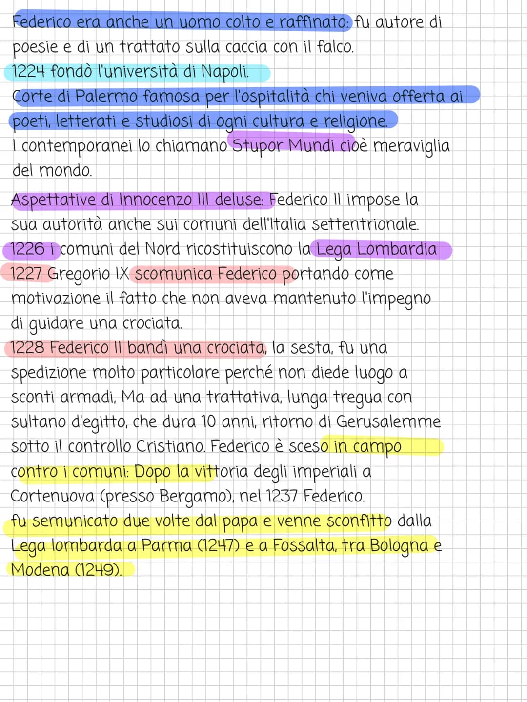 Federico II
Figlio di: costanza d'altavilla e Enrico VI.
Nel 1197 Enrico VI morì, quando Federico aveva solo due
anni. In Germania riprese l