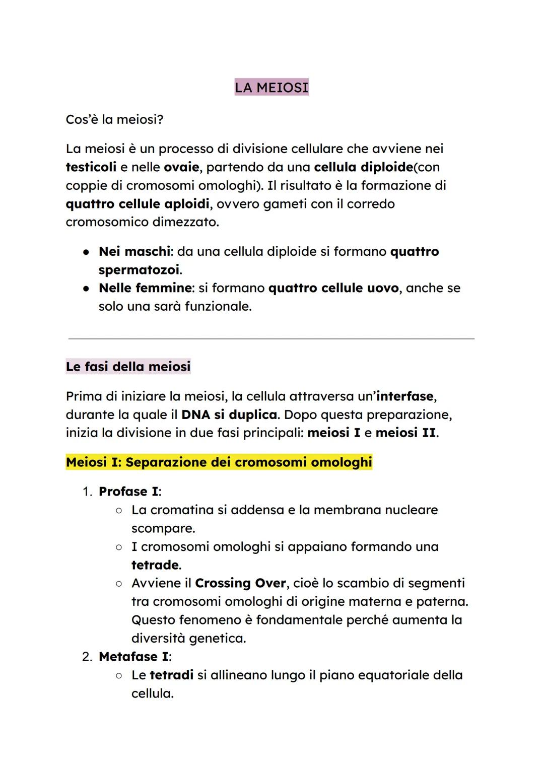 # LA MEIOSI

Cos'è la meiosi?

La meiosi è un processo di divisione cellulare che avviene nei
testicoli e nelle ovaie, partendo da una cellu