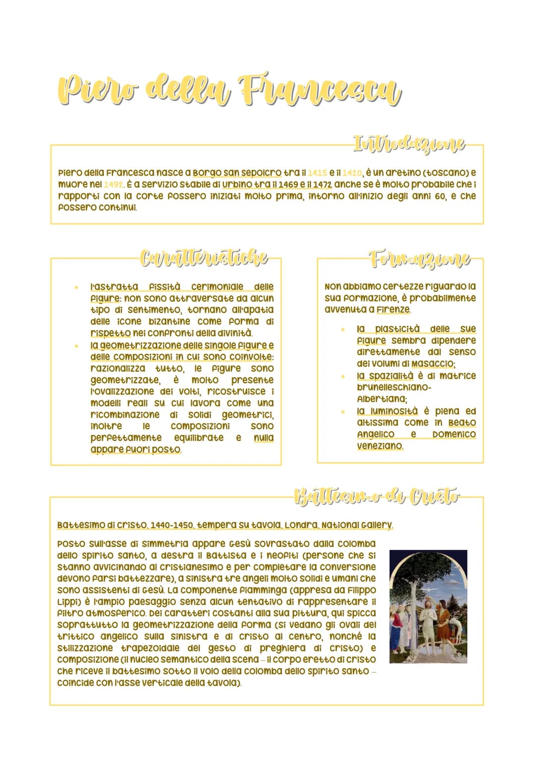 Piero della Francesc
Introdlatgione
Piero della Francesca nasce a Borgo san sepolcro tra il 1415 e il 1420, è un aretino (toscano) e
muore n