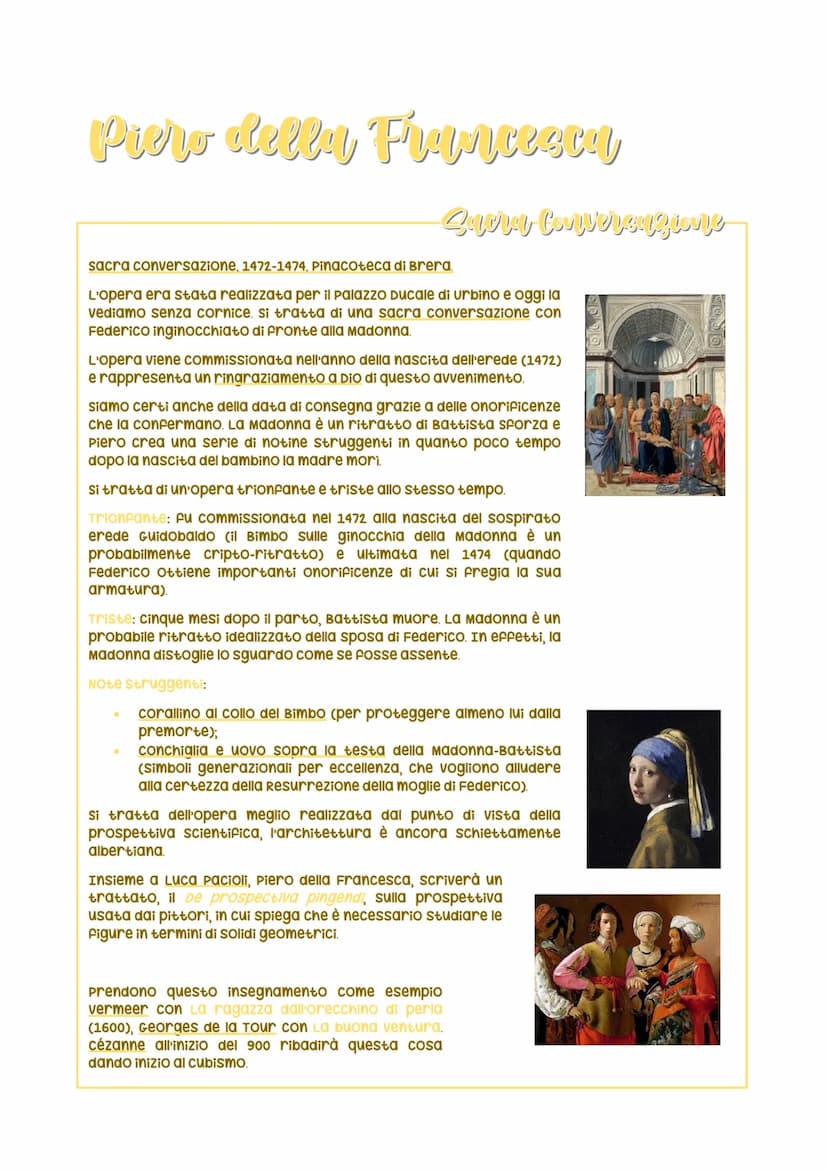 Piero della Francesc
Introdlatgione
Piero della Francesca nasce a Borgo san sepolcro tra il 1415 e il 1420, è un aretino (toscano) e
muore n
