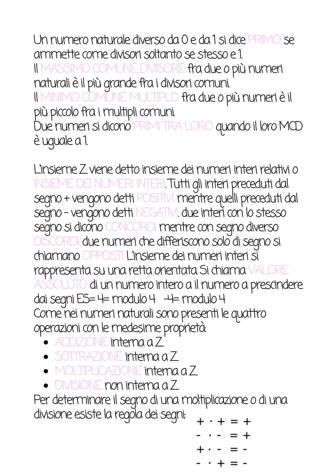 Aritmetica
Numeri naturali e numeri interi
L'insieme dei numeri naturali si indica con la lettera N. Per
ogni numero naturale esiste sempre 