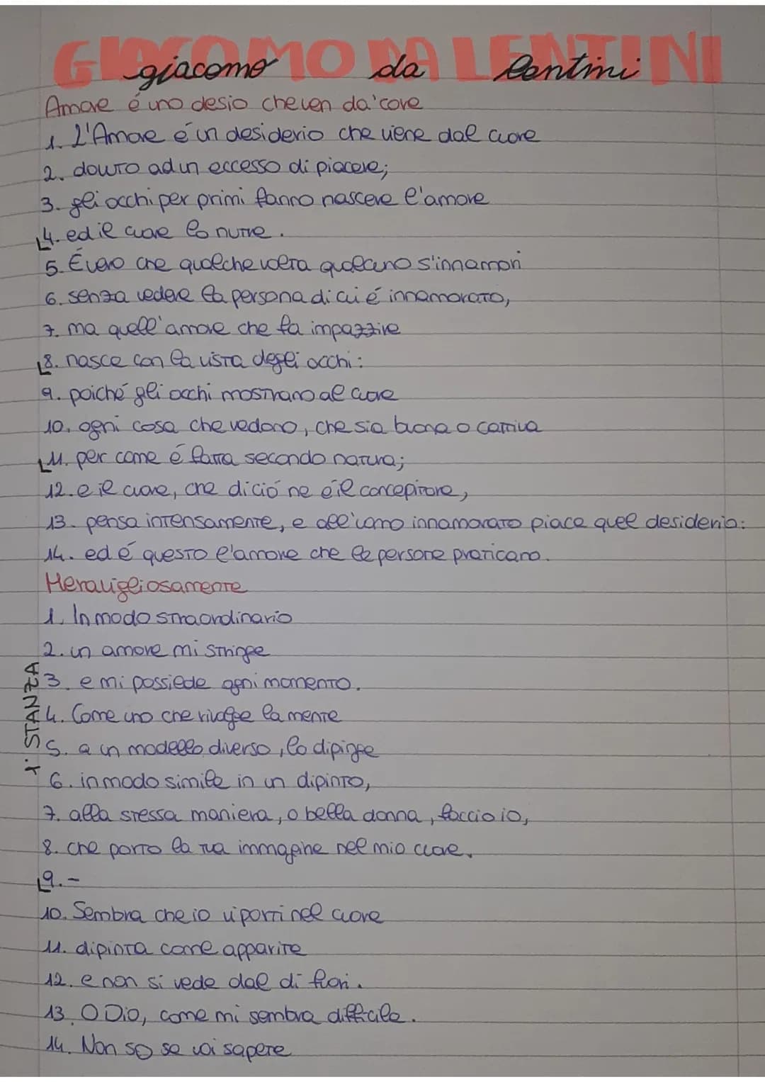 G giacomo da contini
Amore é uno desio cheven da 'cove
L'Amore e un desiderio che viene dal core
2. dowTo ad un eccesso di piacere;
3. gli o