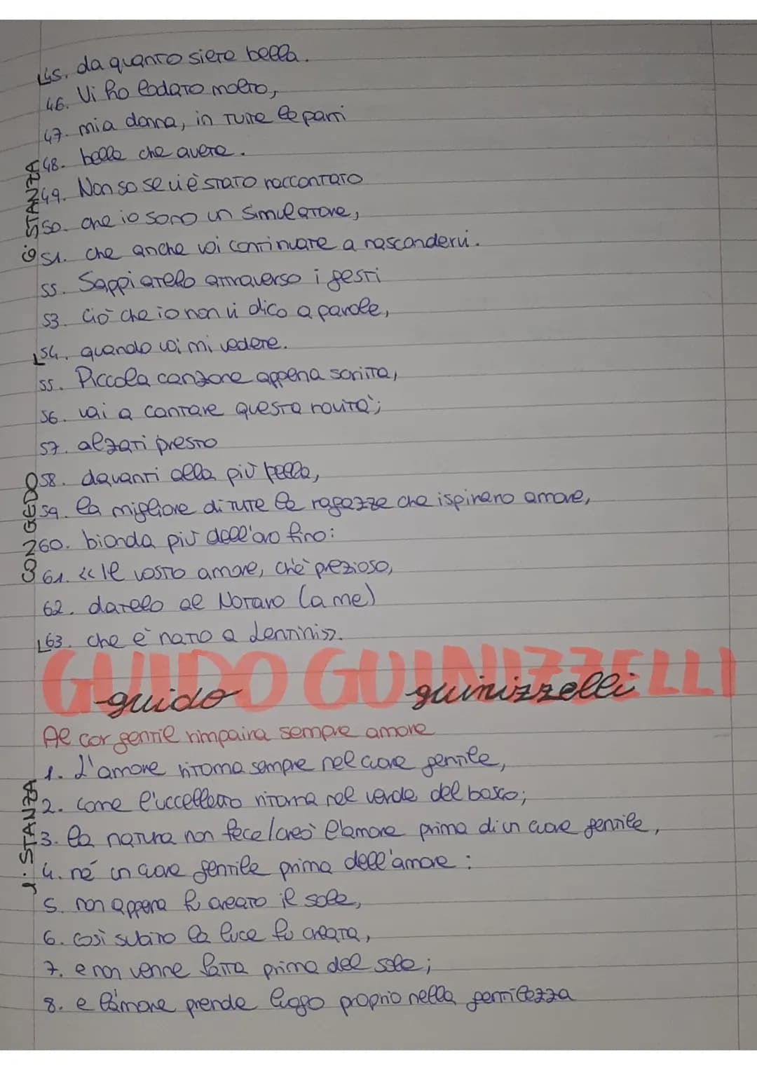 G giacomo da contini
Amore é uno desio cheven da 'cove
L'Amore e un desiderio che viene dal core
2. dowTo ad un eccesso di piacere;
3. gli o