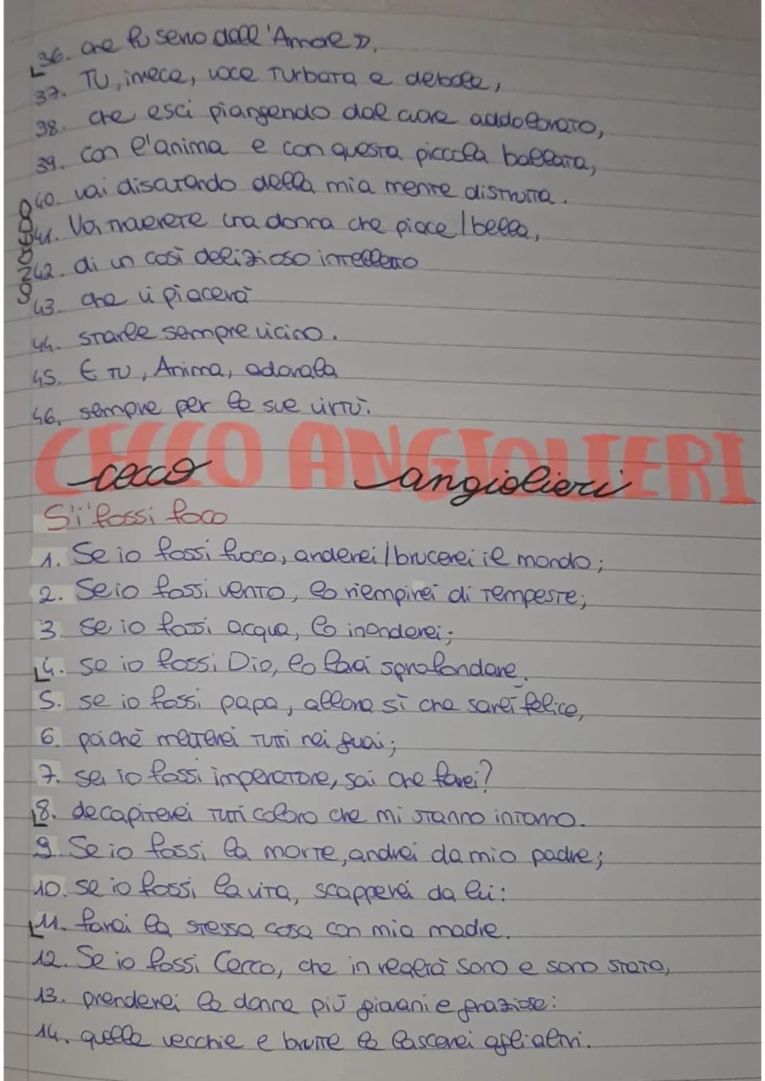 G giacomo da contini
Amore é uno desio cheven da 'cove
L'Amore e un desiderio che viene dal core
2. dowTo ad un eccesso di piacere;
3. gli o