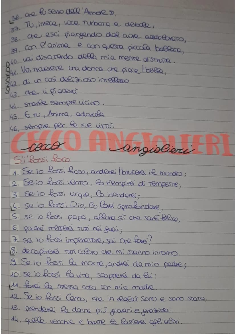 G giacomo da contini
Amore é uno desio cheven da 'cove
L'Amore e un desiderio che viene dal core
2. dowTo ad un eccesso di piacere;
3. gli o