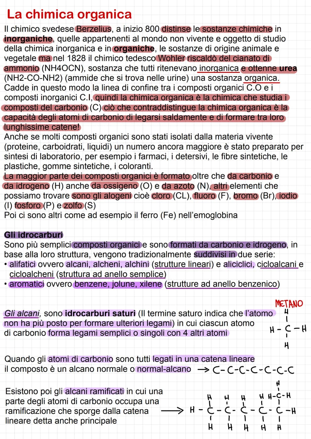 La chimica organica
Il chimico svedese Berzelius, a inizio 800 distinse le sostanze chimiche in
inorganiche, quelle appartenenti al mondo no