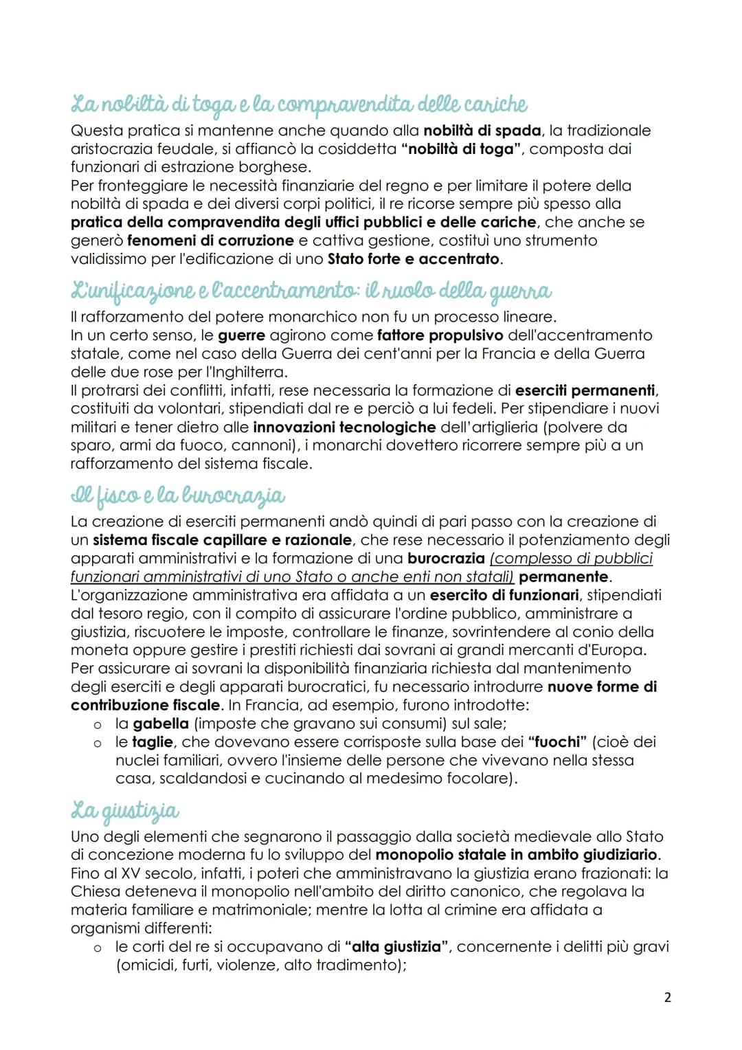 Le monarchie nazionali
(XIV-XV secolo)
Fino al 1500 si parla di monarchie nazionali (accentramento del potere nelle mani
del re); dal 1600 s