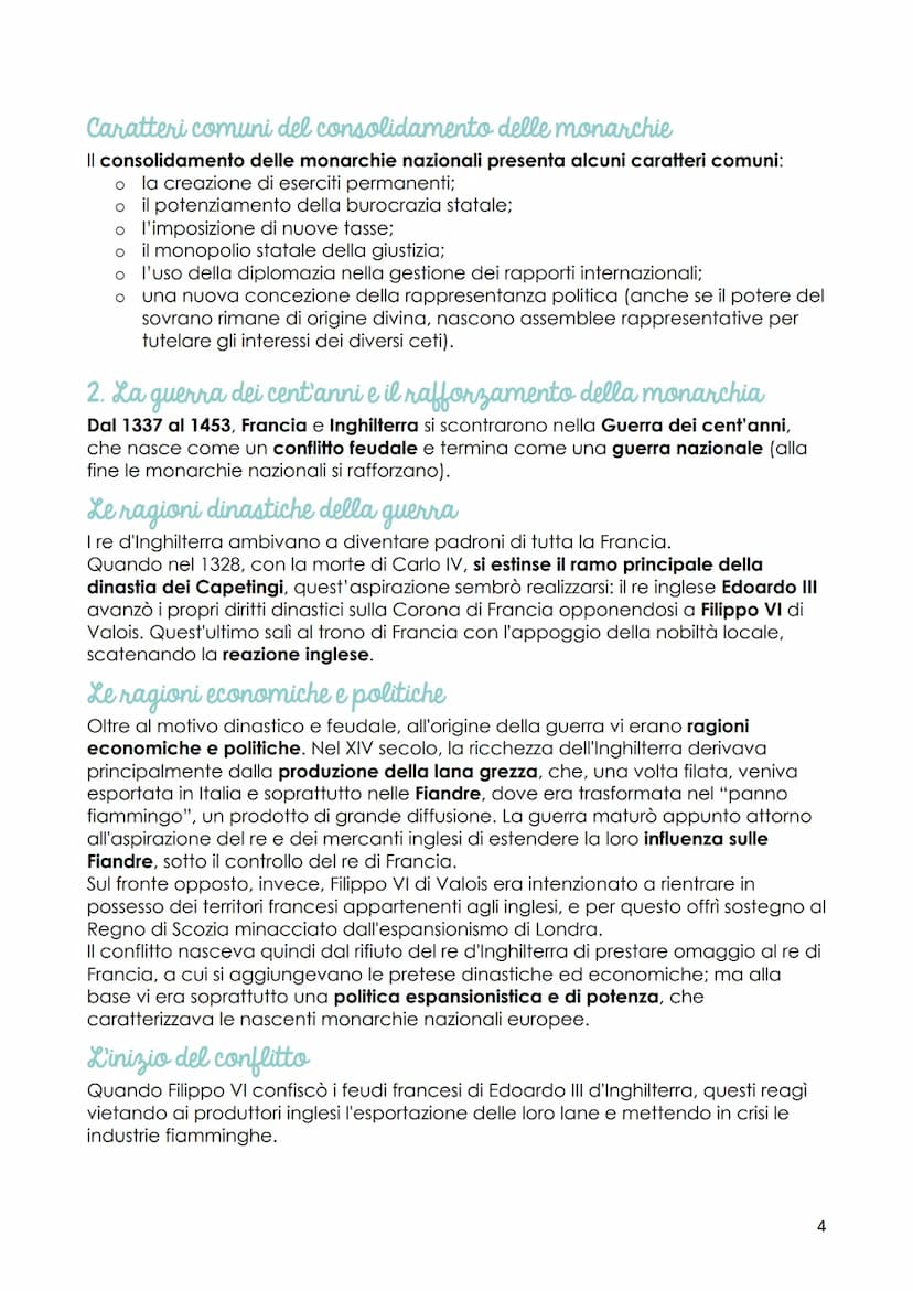 Le monarchie nazionali
(XIV-XV secolo)
Fino al 1500 si parla di monarchie nazionali (accentramento del potere nelle mani
del re); dal 1600 s