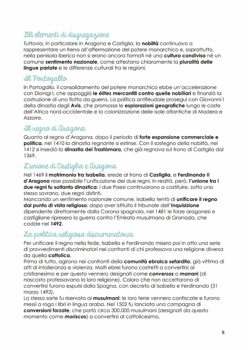 Le monarchie nazionali
(XIV-XV secolo)
Fino al 1500 si parla di monarchie nazionali (accentramento del potere nelle mani
del re); dal 1600 s