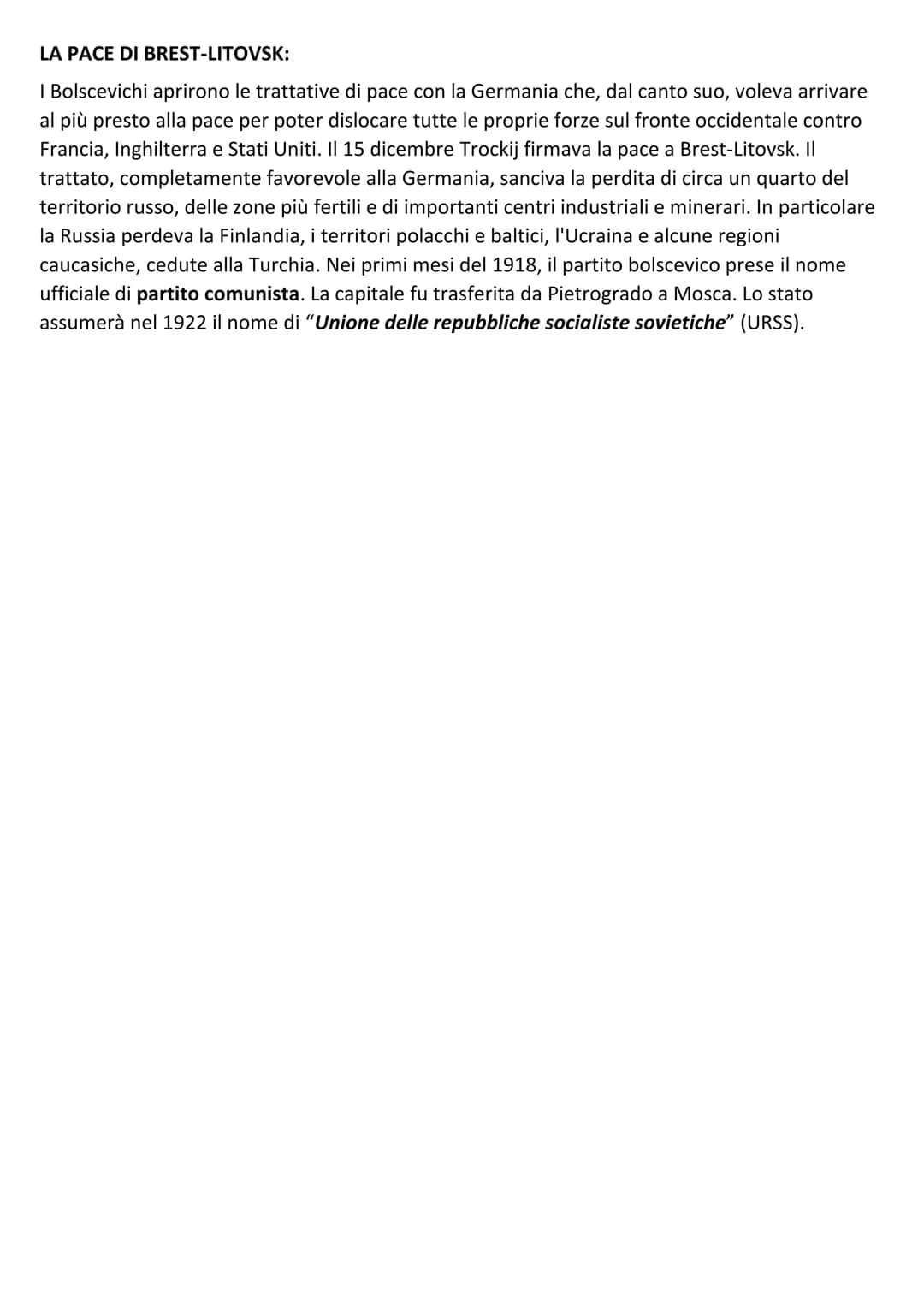 LA RIVOLUZIONE SOVIETICA (RUSSA)
La Russia, lo stato più grande del mondo, contava nel 1914 una popolazione di 170 milioni di
abitanti. Era 