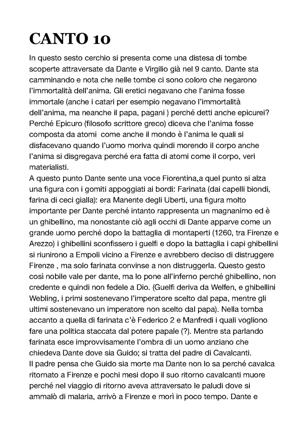 CANTO 10, INFERNO 