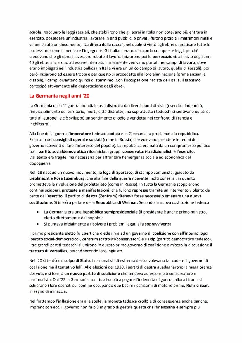 FASCISMO
Italia del dopoguerra
Con la fine della guerra si iniziò a parlare di vittoria mutilata, perché l'Italia non aveva ottenuto ciò
che