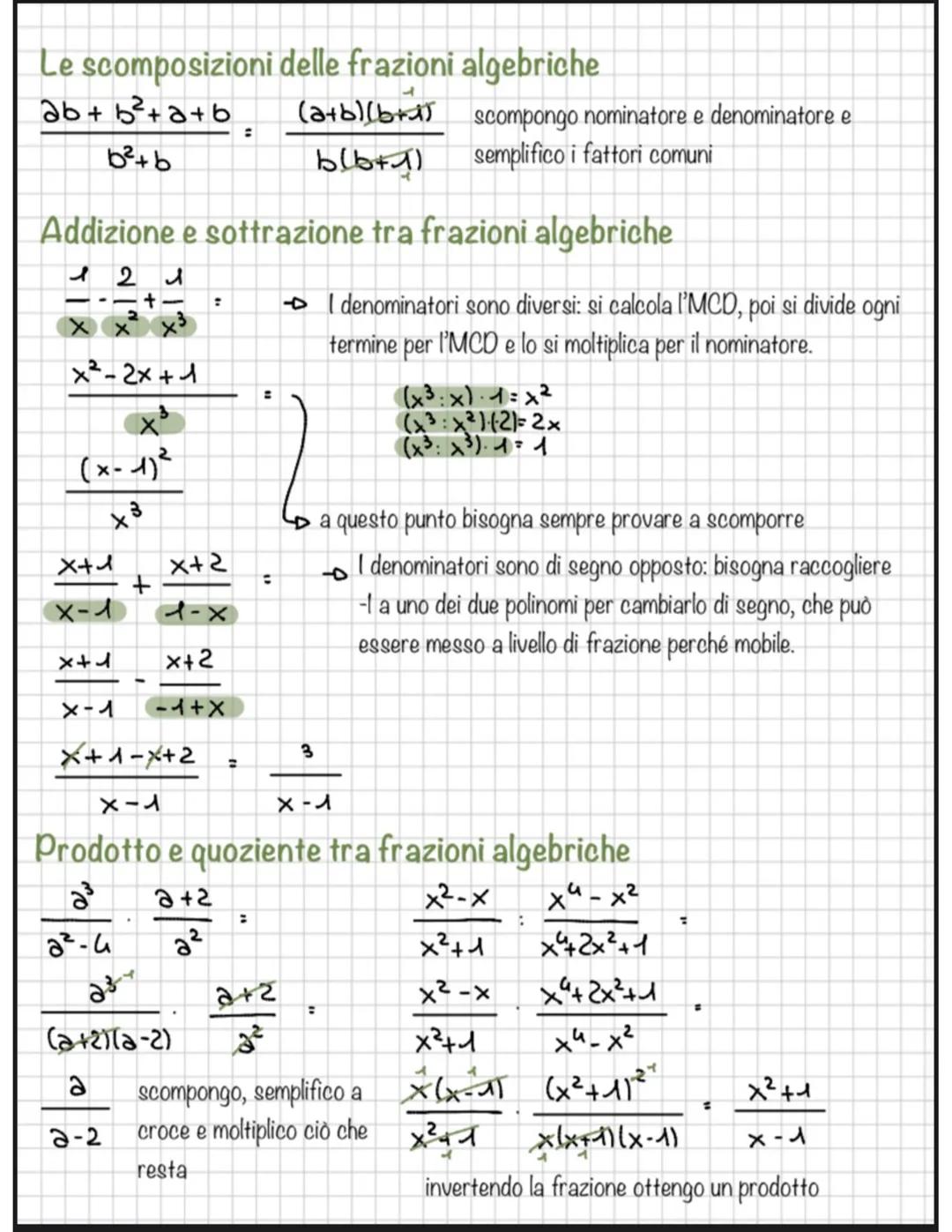 Le frazioni algebriche 
