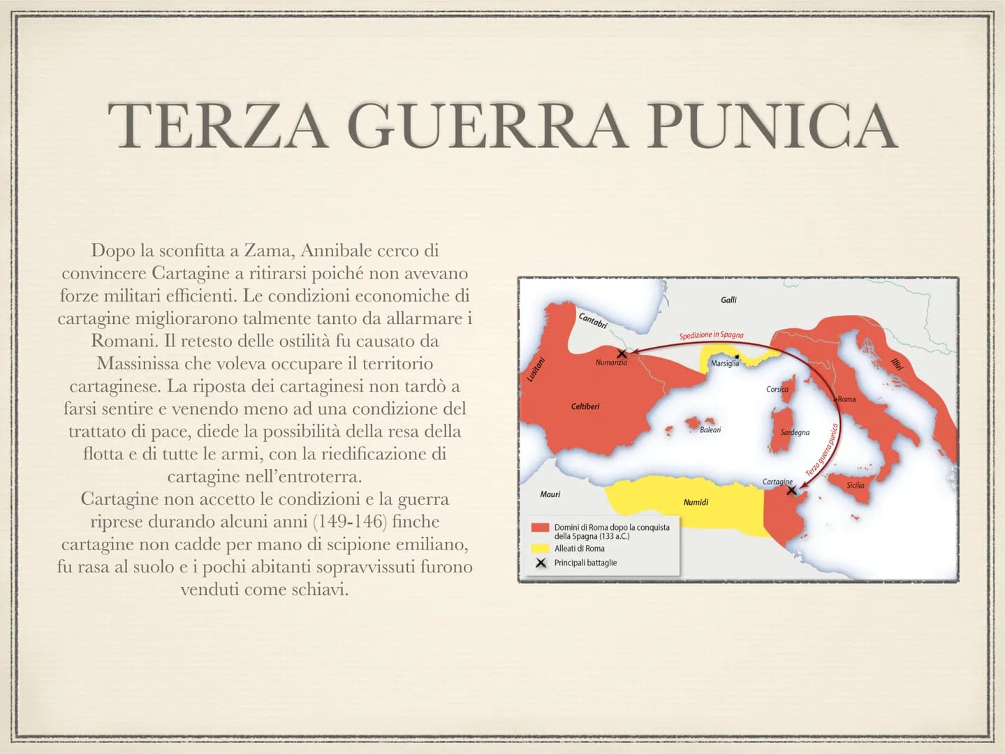 GUERRE PUNICHE
Le guerre puniche furono una serie di tre guerre
combattute tra Roma e Cartagine.
Cartagine era un'antica colonia fenicia sul