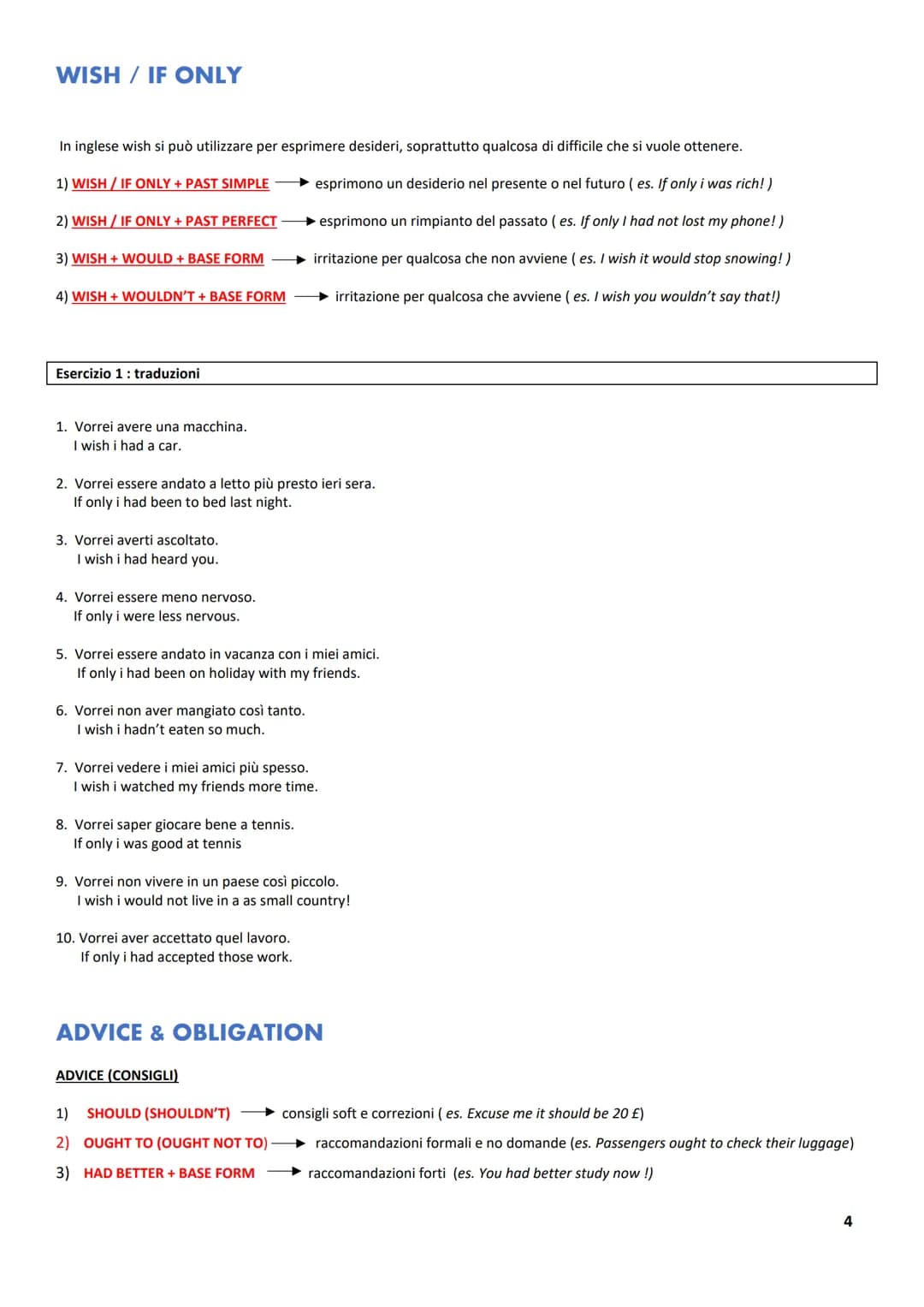 UNIT 6
GRAMMAR
● CONDITIONALS
● WISH / IF ONLY
ADVICE & OBLIGATION
● PAST MODALS
CONDITIONALS
0 CONDITIONAL
1ST CONDITIONAL
2ND CONDITIONAL
