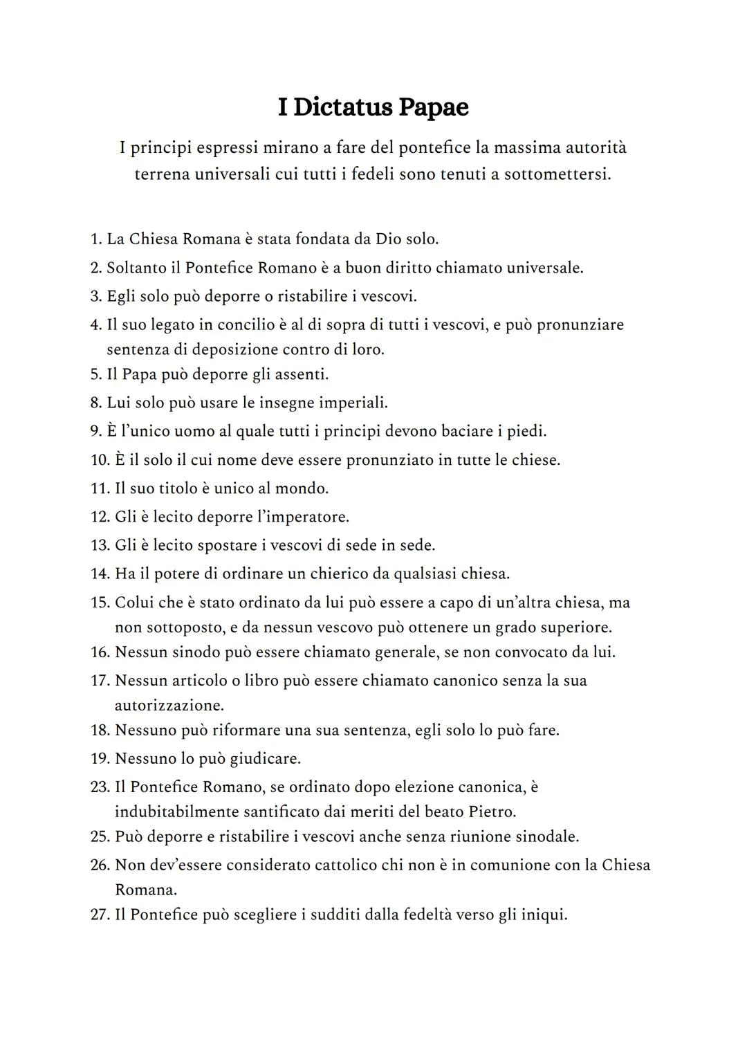 La lotta per le investiture
Nel corso del Concilio di Lateranense furono vietate le investiture
ecclesiastiche, cioè l'attribuzione di caric