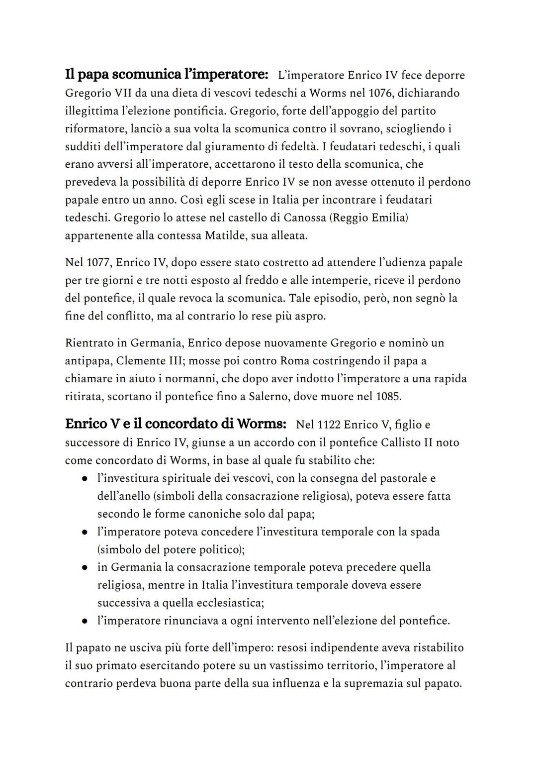 La lotta per le investiture
Nel corso del Concilio di Lateranense furono vietate le investiture
ecclesiastiche, cioè l'attribuzione di caric