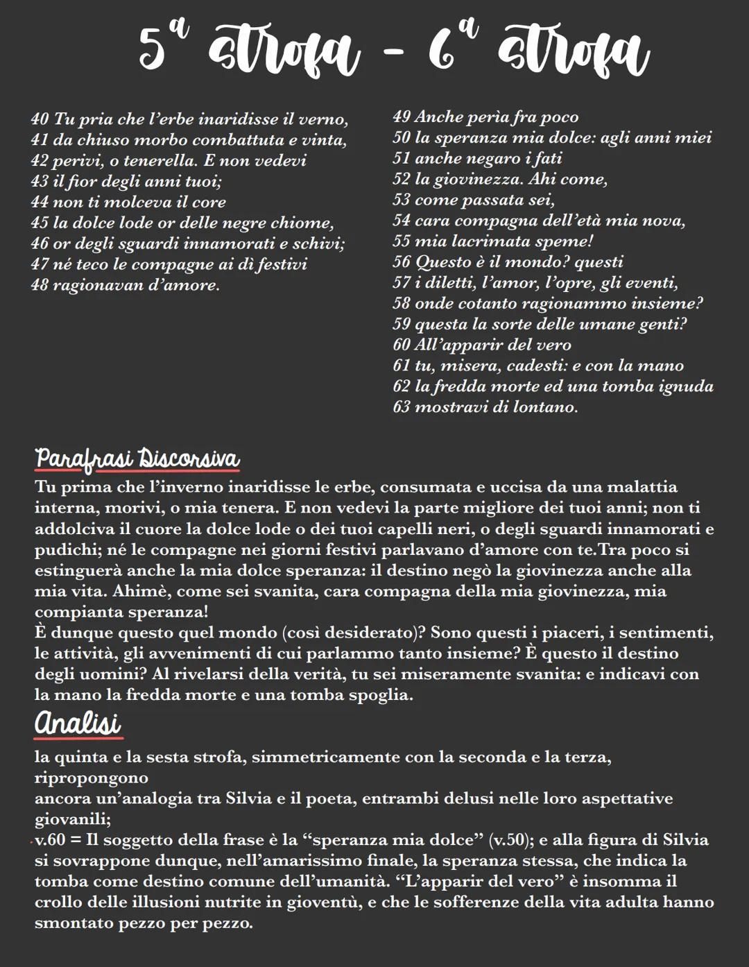 # A Silvia

Silvia, rimembri ancora
quel tempo della tua vita mortale,
quando beltà splendea
negli occhi tuoi ridenti e fuggitivi,
e tu, lie