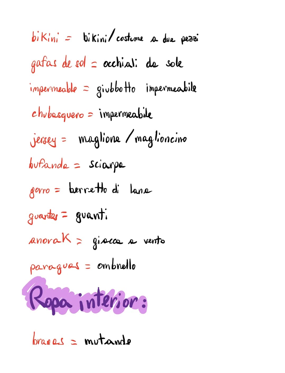 Vocabulario
Ropa:
traje = completo
chaqueta = giacca
pantalon = pantaloni
zapato = scarpe
corbate = cravatta
cinturón = cintura
chaleco
gile