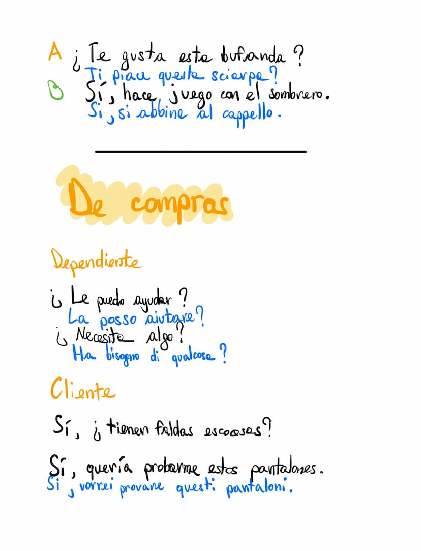 Vocabulario
Ropa:
traje = completo
chaqueta = giacca
pantalon = pantaloni
zapato = scarpe
corbate = cravatta
cinturón = cintura
chaleco
gile