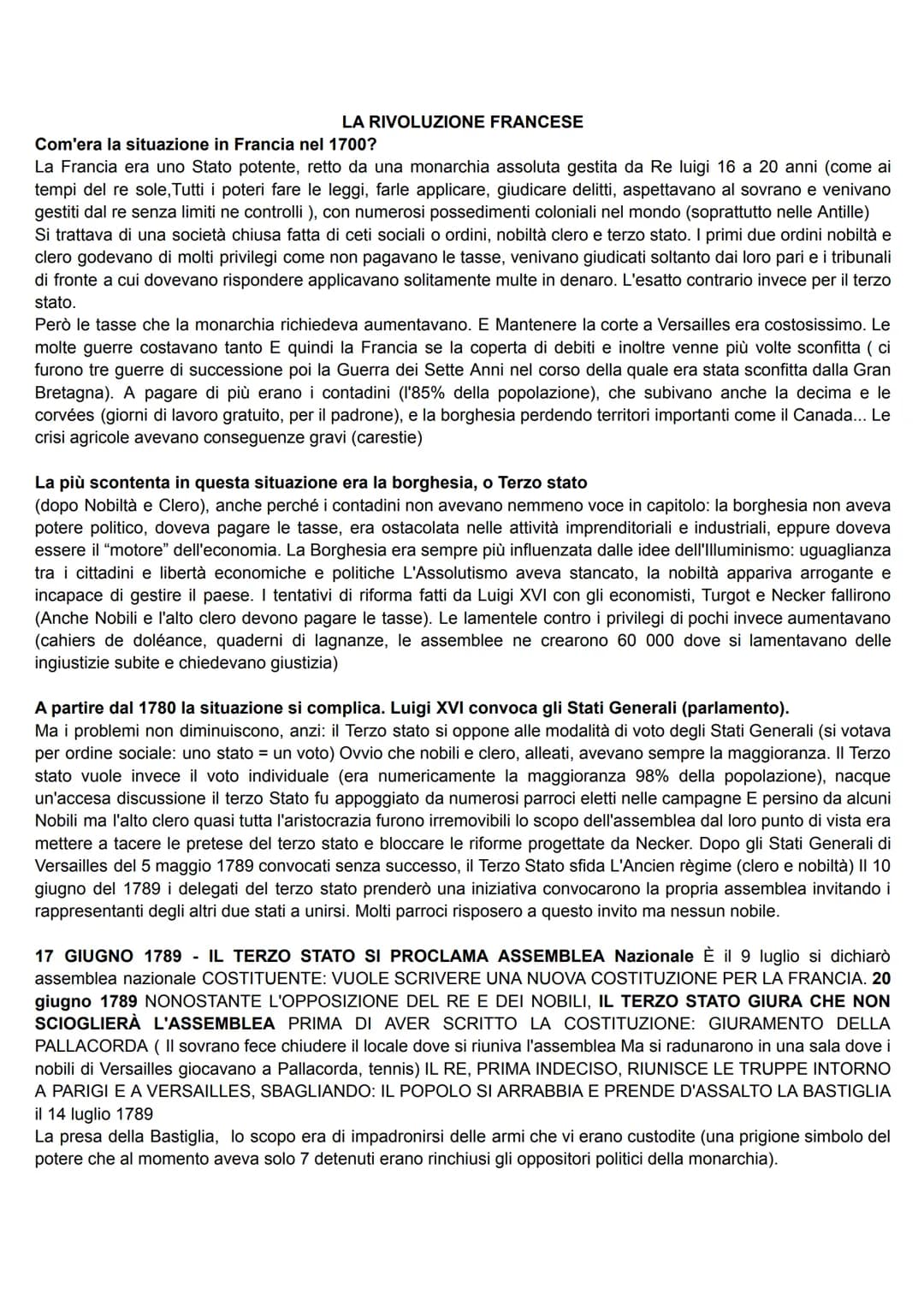 LA RIVOLUZIONE FRANCESE
Com'era la situazione in Francia nel 1700?
La Francia era uno Stato potente, retto da una monarchia assoluta gestita