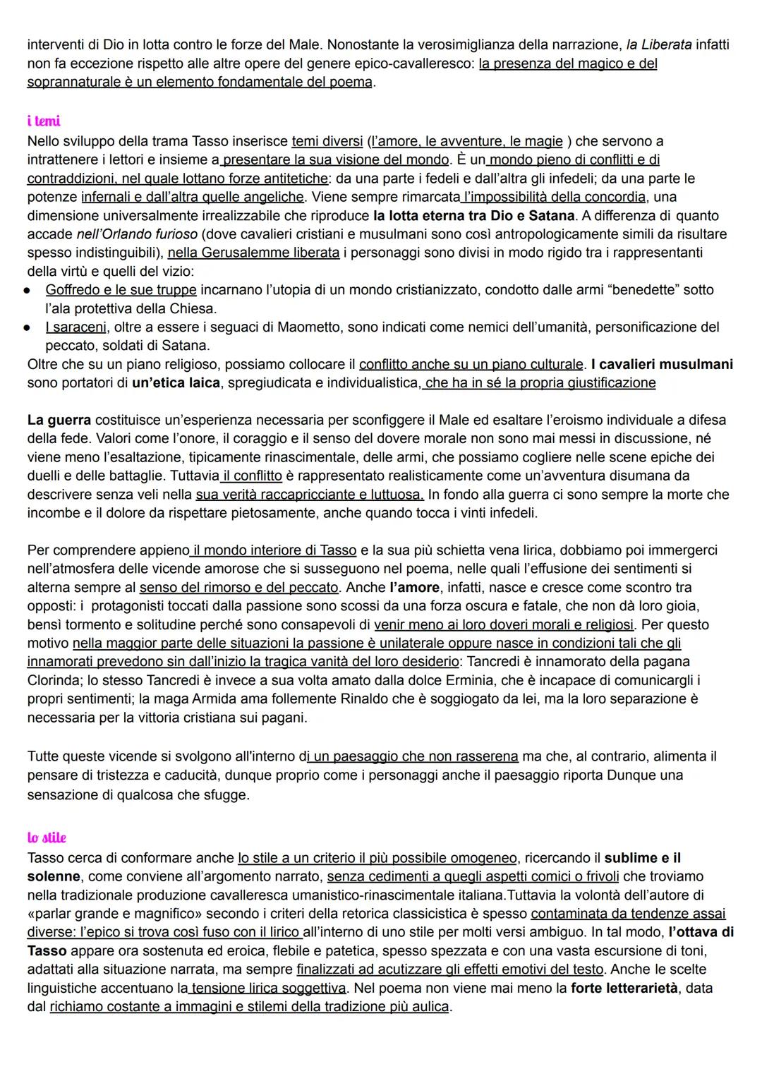 # TASSO

Gerusalemme liberata

*   genere: poema epico-cristiano
*   modelli iliade ed eneide
*   lingua e stile: sublime, altissimo termini