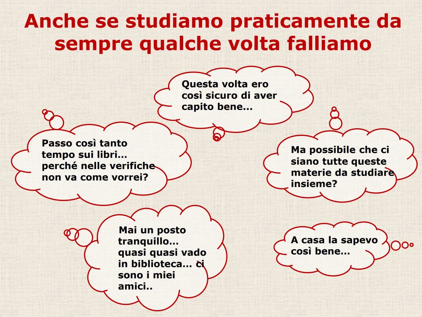 D) STUDIO E MAPPE L'INTERROGAZIONE E LA
VERIFICA NON POSSONO
BASARSI SOLO SULLO
STUDIO DEGLI APPUNTI!
QUASI SEMPRE LO STUDIO
DEGLI APPUNTI V